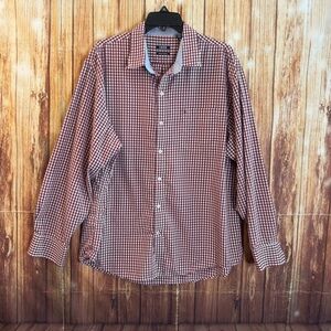 Izod Men’s Longe Sleeve Red Plaid Button Down Casual Shirt Size XL